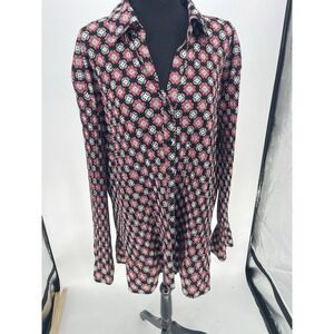 Fred David Woman Stretch Ruffle Boho Button Front Bell  Blouse Size 26/28 Bin11